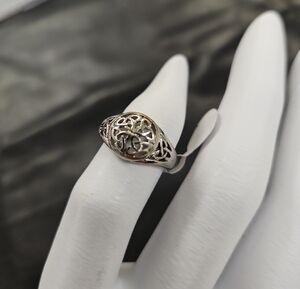 Intricate Filigree Dome Ring in Silver Tone